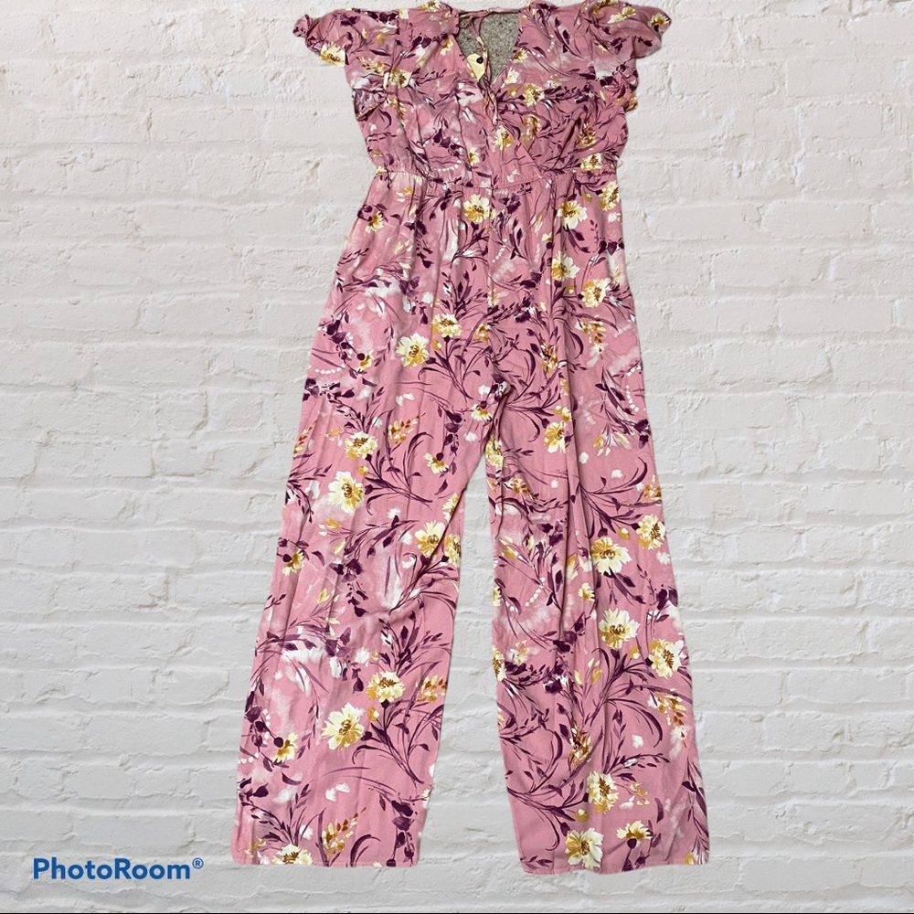 Band of Gypsies Pink Floral Pant Jumpsuit XXL - Picture 2 of 13
